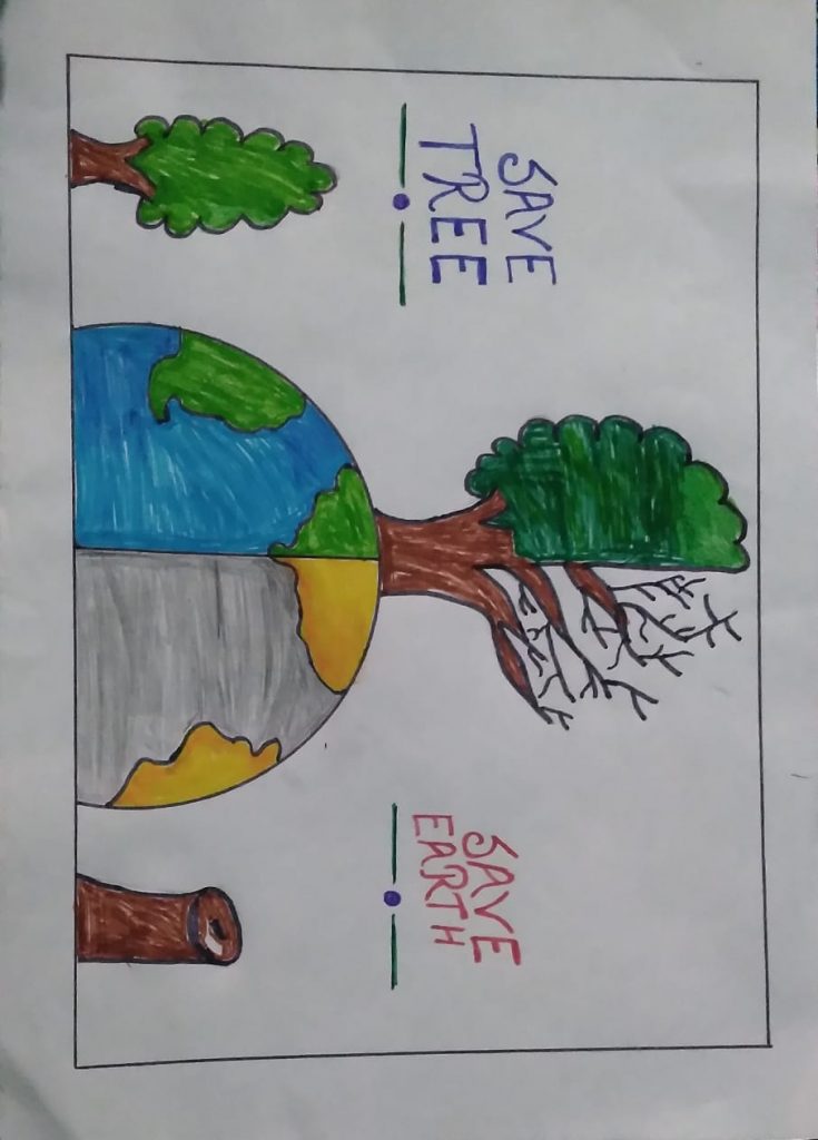 How to draw Save Tree Save Earth, Save Nature drawing easy, Poster drawing  - YouTube