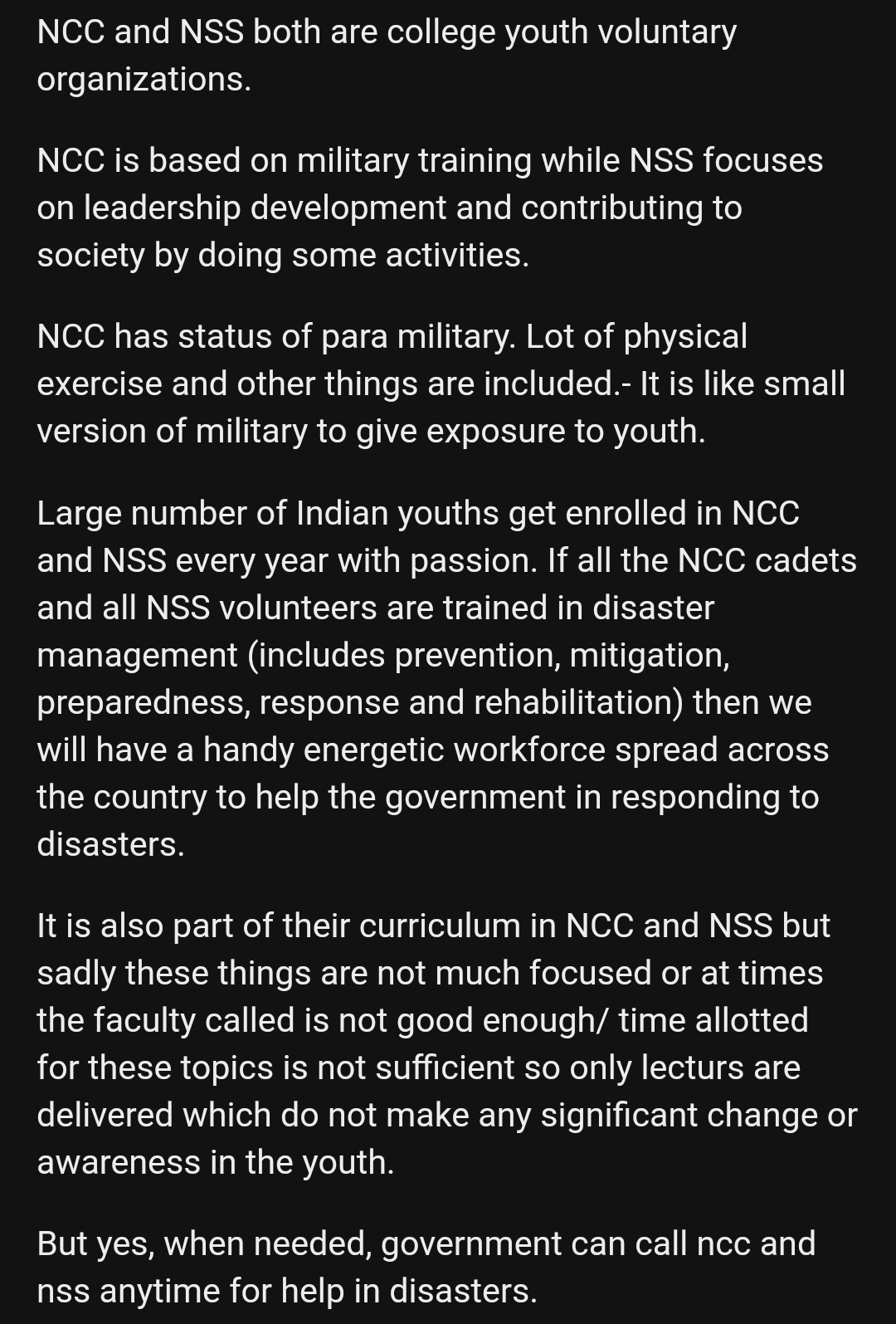 Role NCC And NSS In Disaster Management India NCC