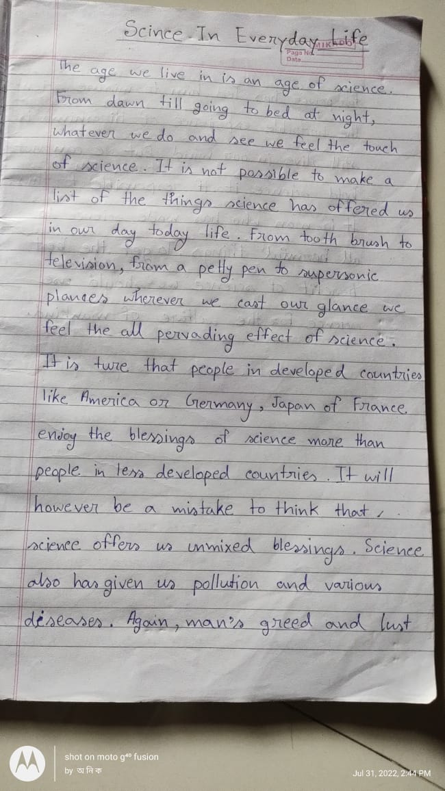 Science in everyday life India NCC