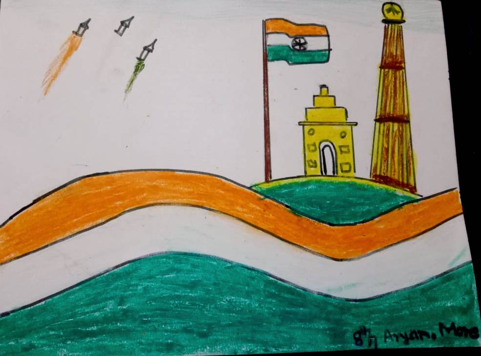 Easy Republic Day Drawing with Oil Pastel Colors