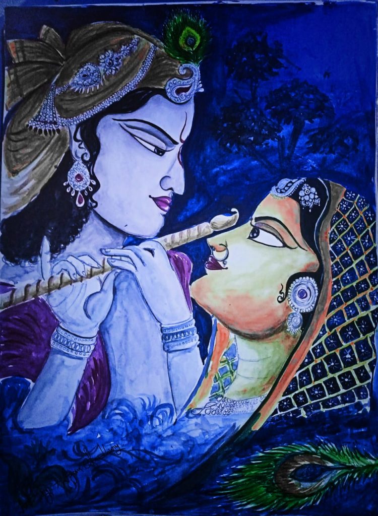 Pencil Sketch of Radha-Krishna | DesiPainters.com