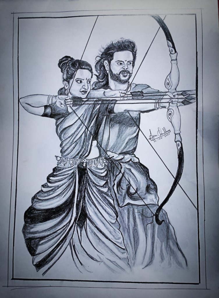 Bahubali drawing,prabhas realistic drawing,bahubali sketch, pencil drawing,  - YouTube