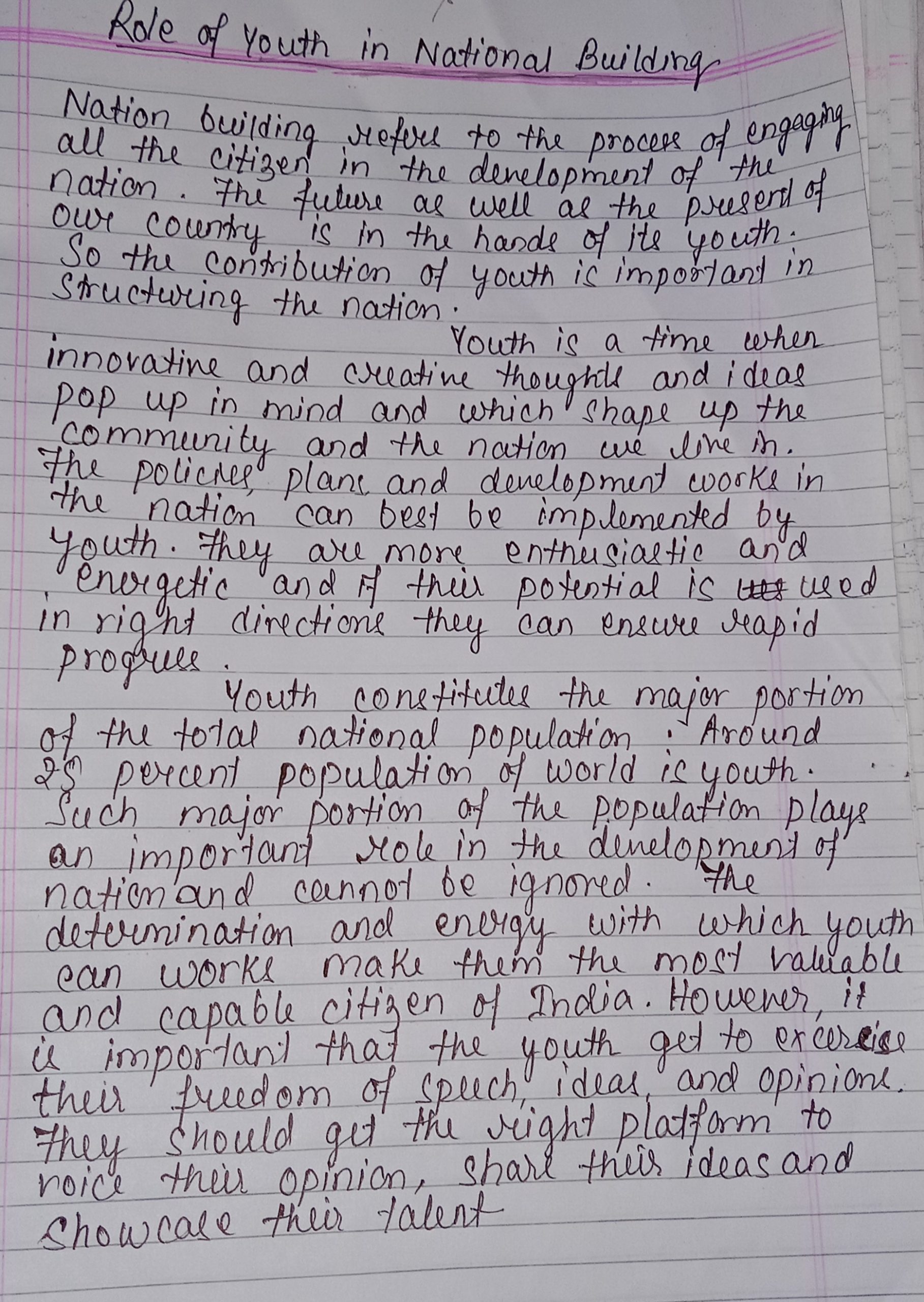 Role Of Youth In Nation Building Essay 150 Words