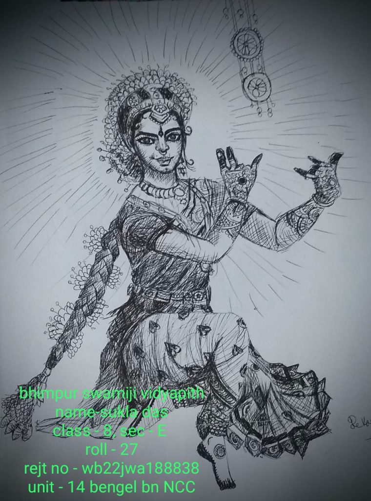 Saraswati Maa Drawing with Sketch Pen
