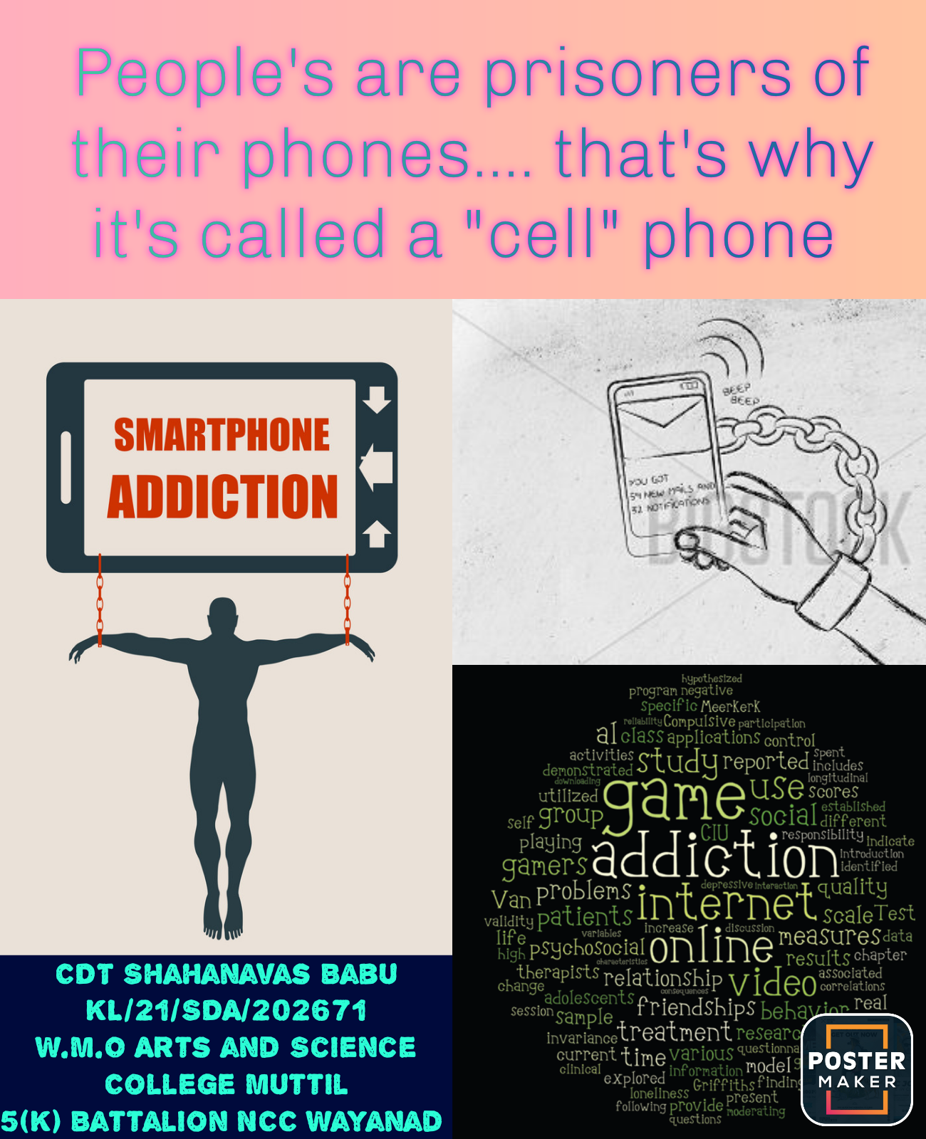 Poster Making On The Topic Mobile Addiction India NCC