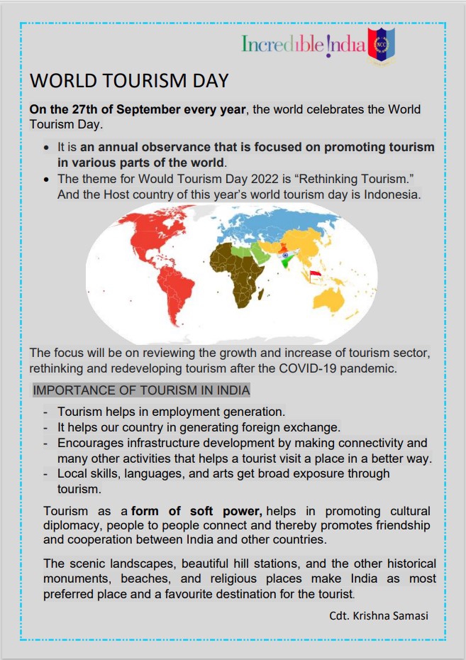 World tourism day India NCC