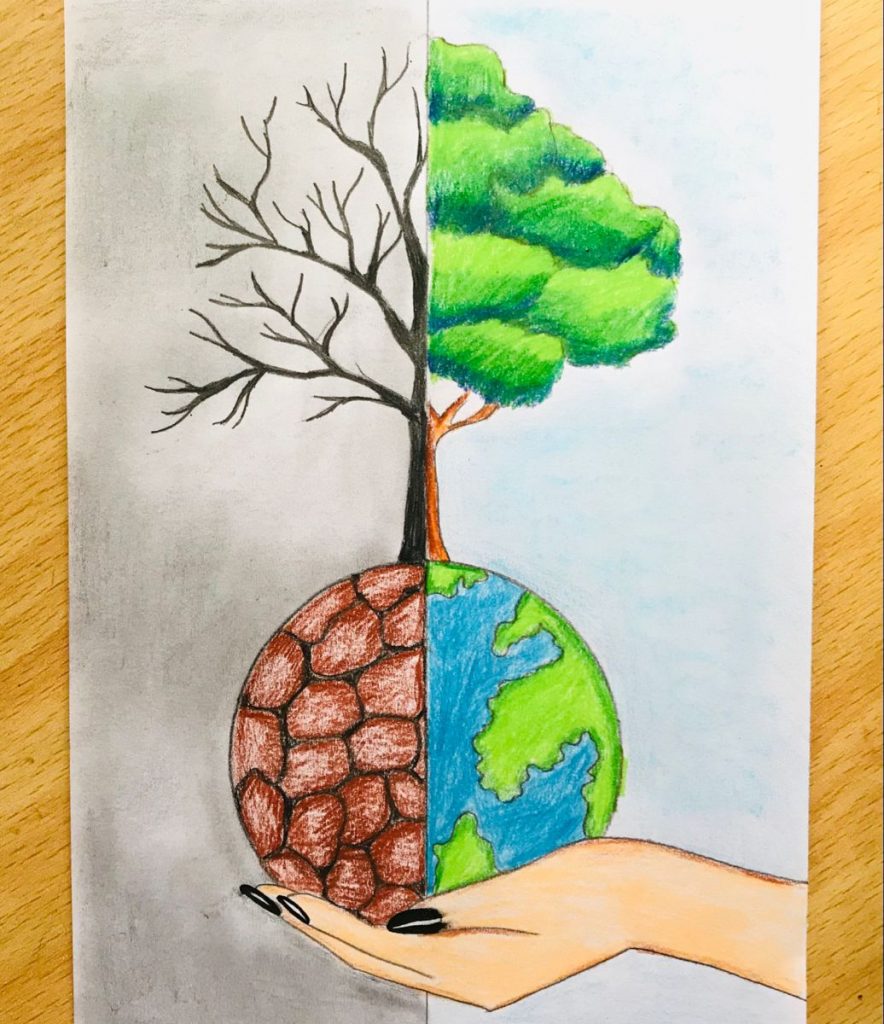 How to draw environment day poster, Save tree save earth drawing - YouTube