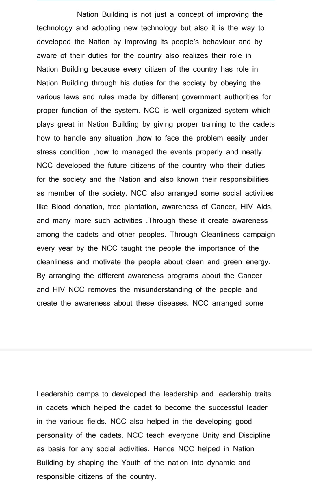 Role Of Ncc In Nation Building India NCC