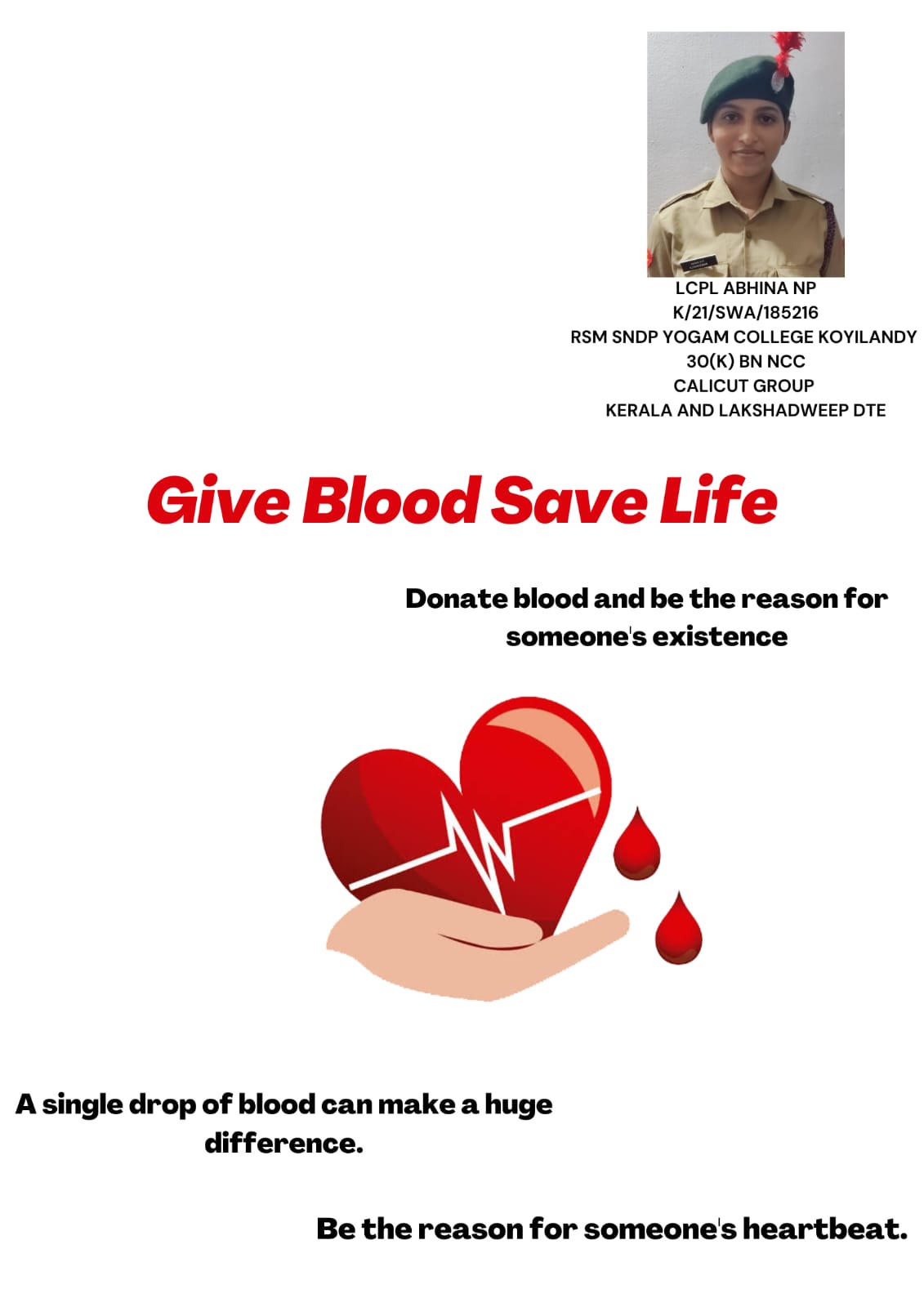 GIVE BLOOD SAVE LIFE – India NCC