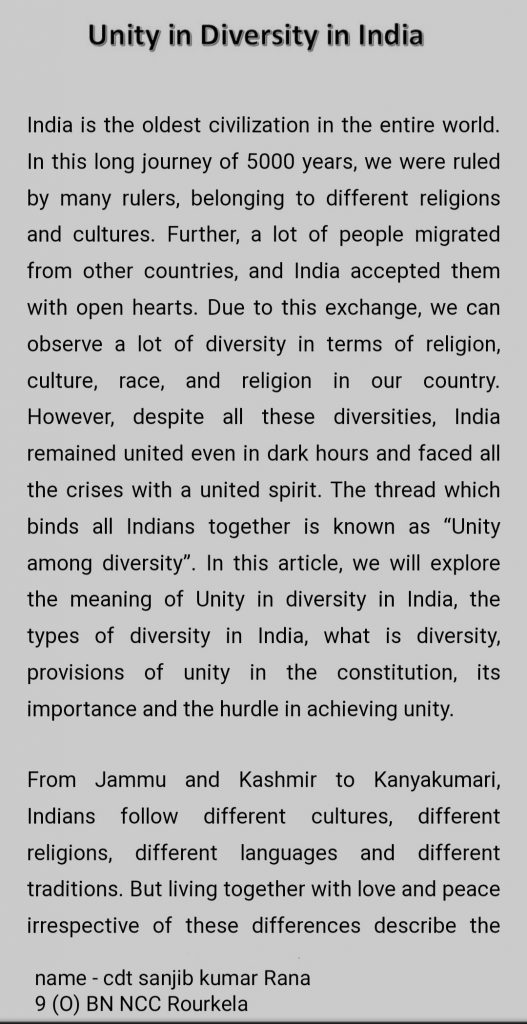 write an essay on unity in diversity evident in india