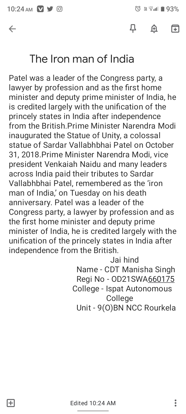 The Iron Man Of India India NCC the-iron-man-of-india-india-ncc