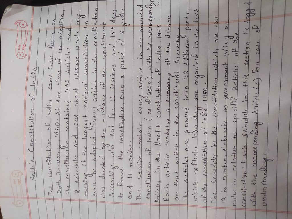 essay on indian constitution in 150 words