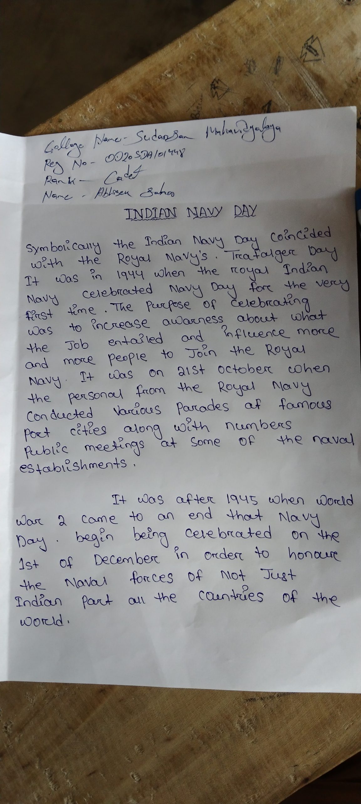 indian navy day essay