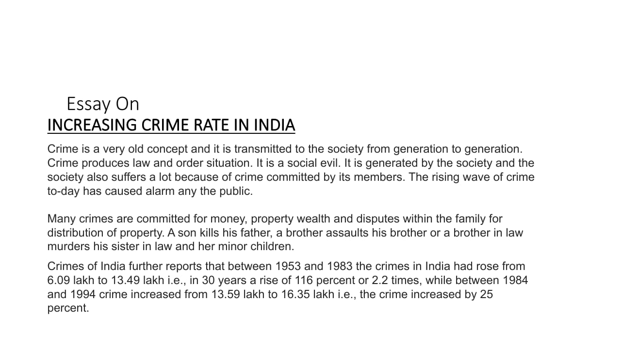 Increasing Crime Rate In India India NCC