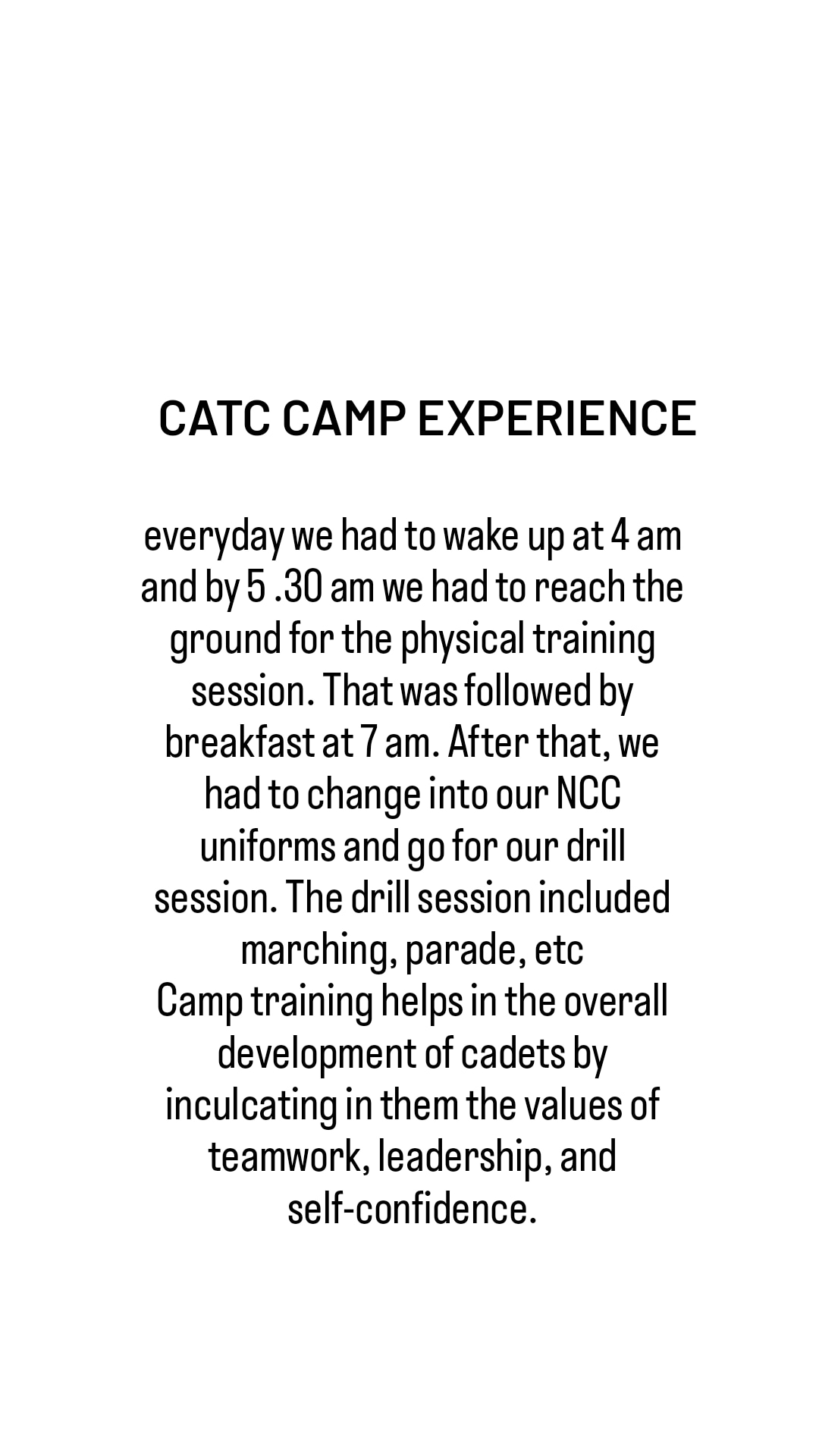 CATC CAMP EXPERIENCE India NCC