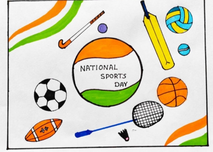 National Sports Day poster drawing step by step / 2 easy National Sports  day drawing with oil pastel - YouTube