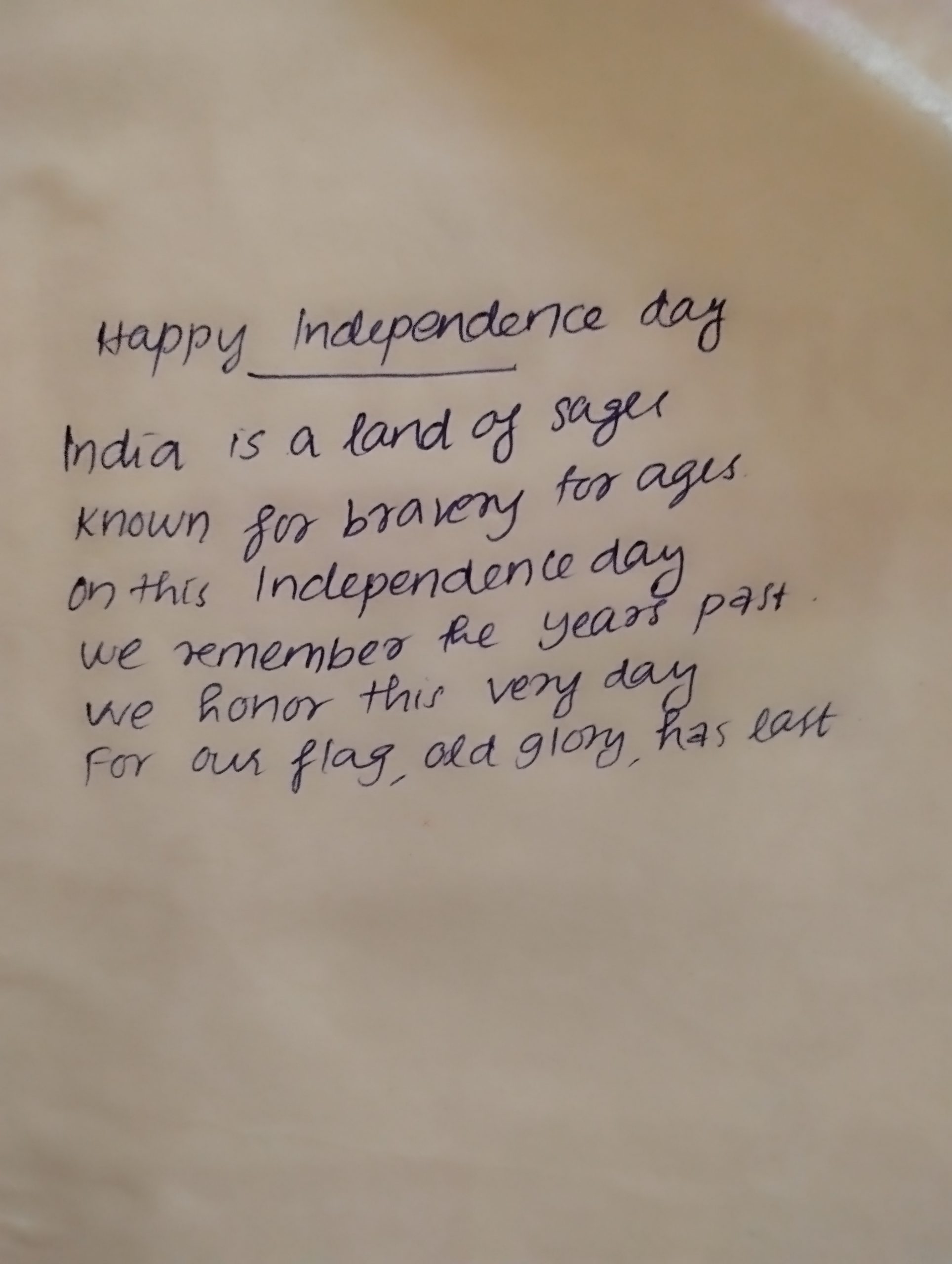 creative writing on independence day