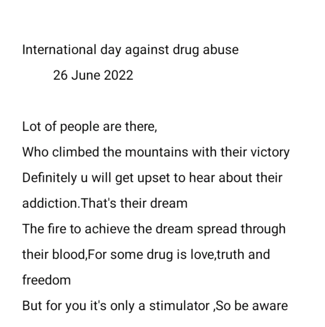 International Day Against Drug Abuse Poem India NCC