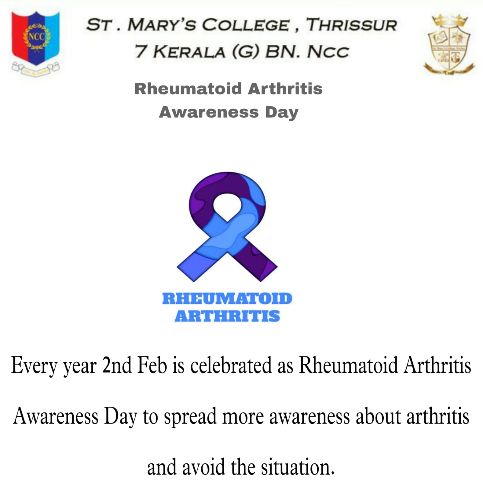 Rheumatoid Arthritis Awareness Day India NCC