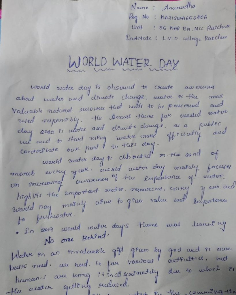 how to write a world water day essay