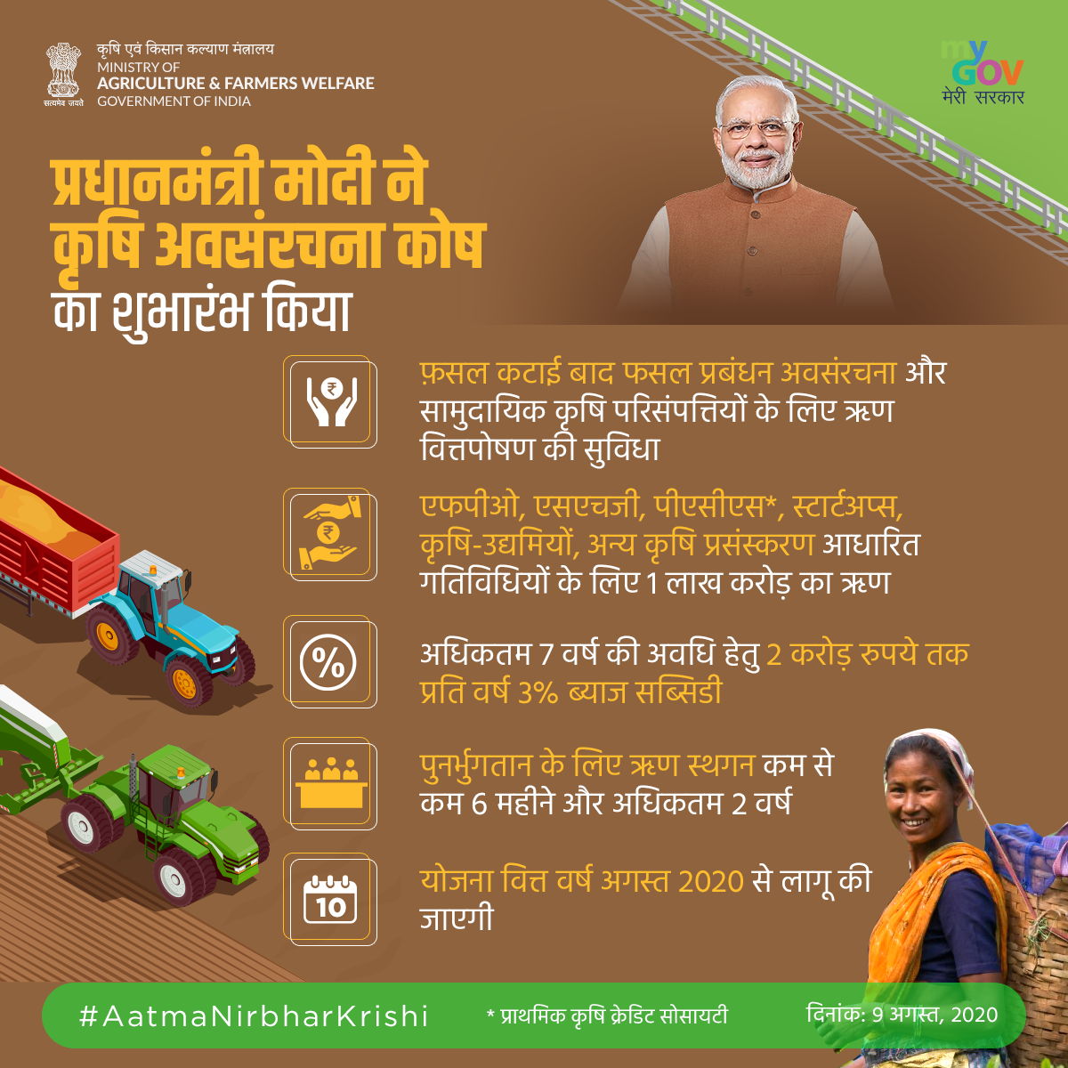 प्रधानमंत्री मोदी ने कृषि अवसंरचना कोष का शुभारंभ किया