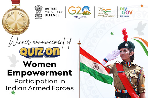 Image of Winner announcement for “Quiz on Women’s Empowerment/Participation in the Indian Armed Forces”