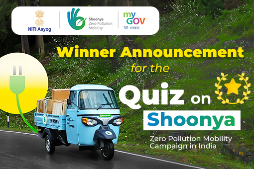 Image of Winner Announcement for the Quiz on Shoonya – Zero Pollution Mobility Campaign in India, October 2023