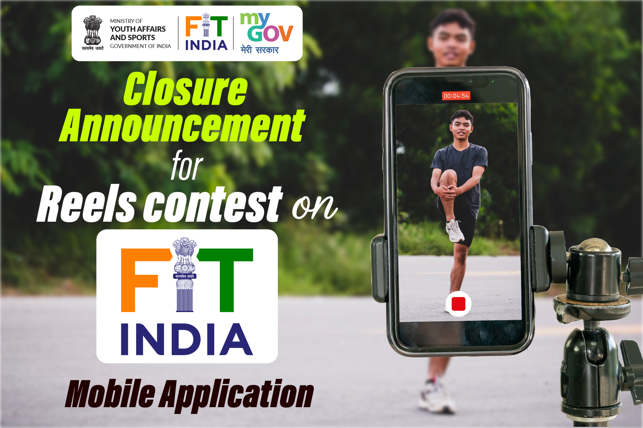 Image of Closure Announcement for Reel Contest on Fit India Mobile Application