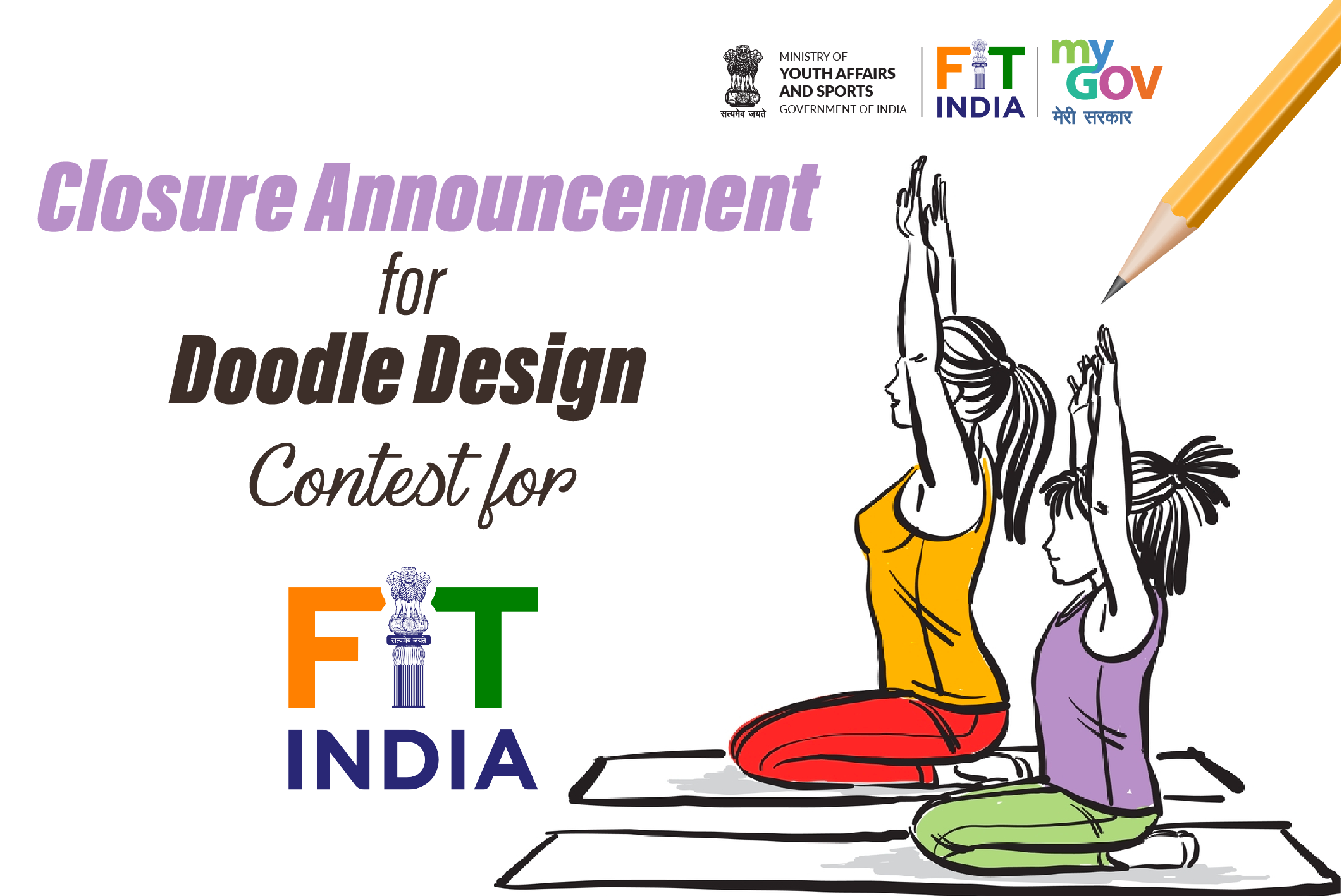 Image of Closure Announcement for Doodle Design Contest for Fit India