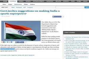 Govt.invites suggestions on making India a sports superpower 