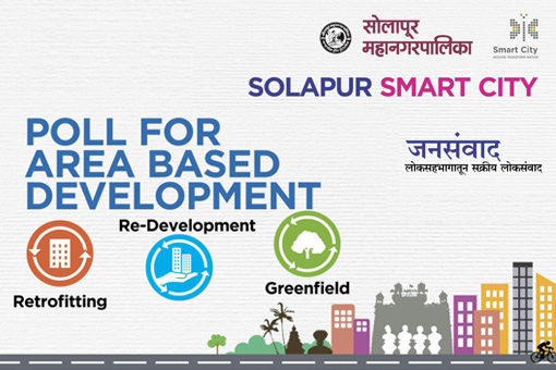 Which area of Solapur should be developed as model area under the Smart Cities Mission?