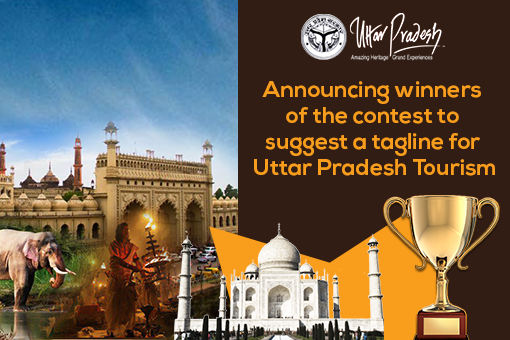 Announcing winners of the contest to suggest a tagline for Uttar Pradesh Tourism