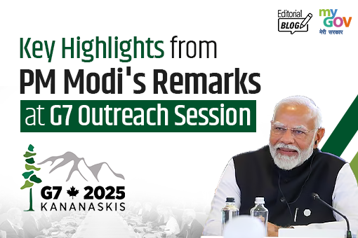 Prime Minister Shri Narendra Modi participated in the Outreach Session of the G7 Summit held in Kananaskis, Canada, at the invitation of the Prime Minister of Canada, H.E. Mr. Mark Carney. 