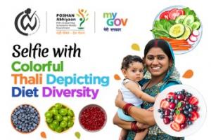 Selfie with Colorful Thali Depicting Diet Diversity